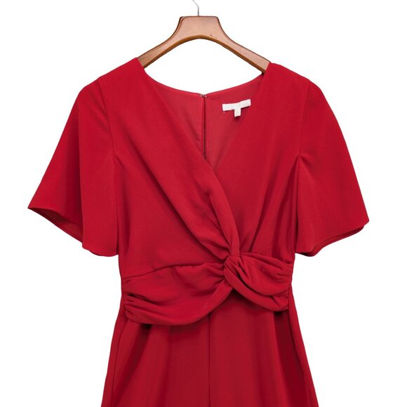Harlyn Twist Front Jumpsuit Womens Solid Red Short Sleeve Wide Leg Size S - Picture 3 of 13